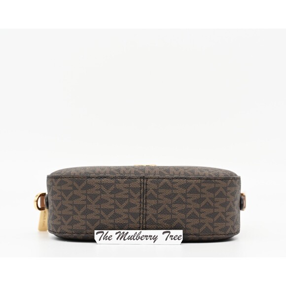 MICHAEL KORS JET SET GLAM Small Front Pocket Oval Crossbody Logo Canvas NWT $398 - Picture 6 of 14